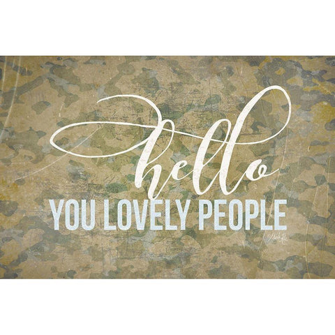 Hello You Lovely People Gold Ornate Wood Framed Art Print with Double Matting by Rae, Marla