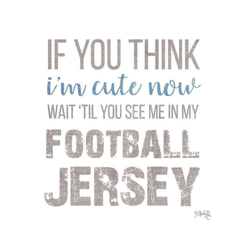 Cute in My Football Jersey Black Modern Wood Framed Art Print with Double Matting by Rae, Marla