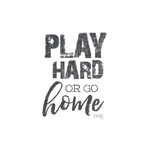 Play Hard White Modern Wood Framed Art Print with Double Matting by Rae, Marla