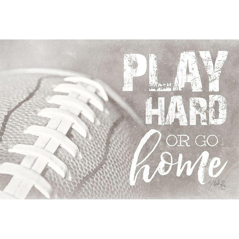 Football - Play Hard White Modern Wood Framed Art Print by Rae, Marla