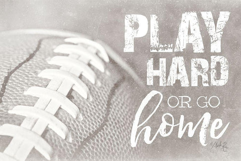 Football - Play Hard White Modern Wood Framed Art Print with Double Matting by Rae, Marla