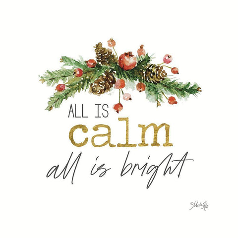 All is Calm     White Modern Wood Framed Art Print with Double Matting by Rae, Marla