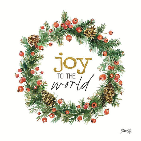 Joy to the World    Gold Ornate Wood Framed Art Print with Double Matting by Rae, Marla