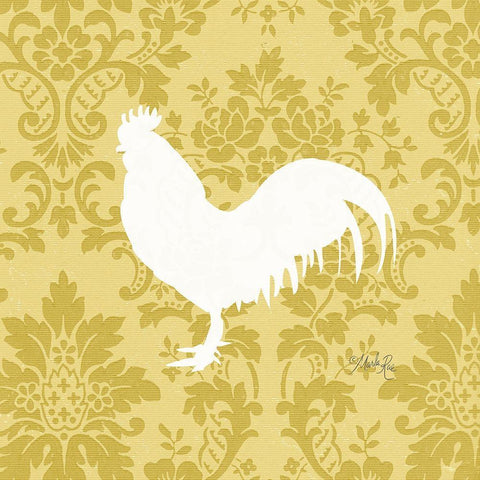 Rooster Silhouette White Modern Wood Framed Art Print with Double Matting by Rae, Marla