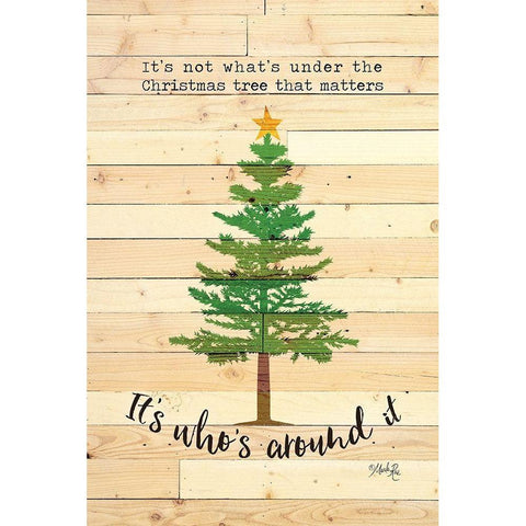 Under the Christmas Tree White Modern Wood Framed Art Print by Rae, Marla