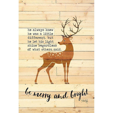 Be Merry and Bright Deer Black Modern Wood Framed Art Print with Double Matting by Rae, Marla