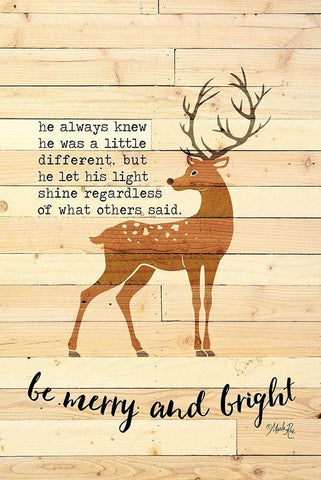 Be Merry and Bright Deer Black Ornate Wood Framed Art Print with Double Matting by Rae, Marla