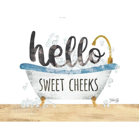 Hello Sweet Cheeks White Modern Wood Framed Art Print by Rae, Marla