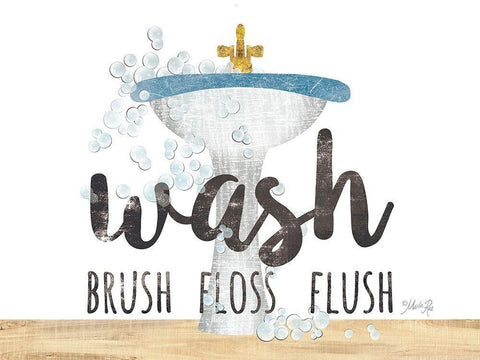 Wash - Brush - Floss - Flush White Modern Wood Framed Art Print with Double Matting by Rae, Marla