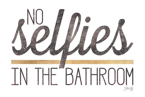 No Selfies in the Bathroom Black Ornate Wood Framed Art Print with Double Matting by Rae, Marla