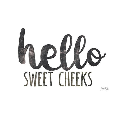 Hello Sweet Cheeks Black Modern Wood Framed Art Print with Double Matting by Rae, Marla