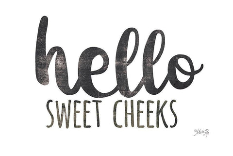 Hello Sweet Cheeks White Modern Wood Framed Art Print with Double Matting by Rae, Marla