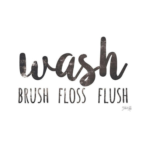 Wash-Brush-Floss-Flush Gold Ornate Wood Framed Art Print with Double Matting by Rae, Marla