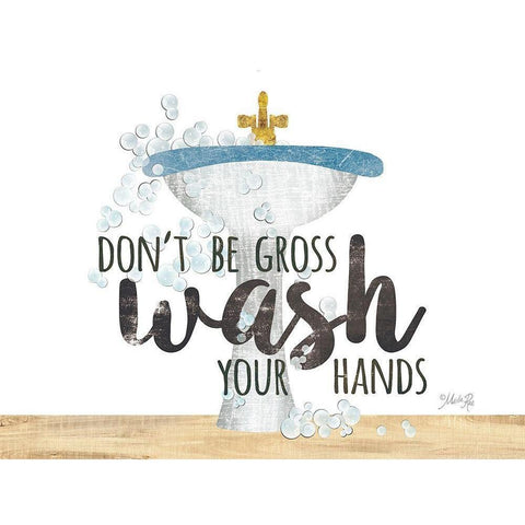 Wash Your Hands Sink White Modern Wood Framed Art Print by Rae, Marla