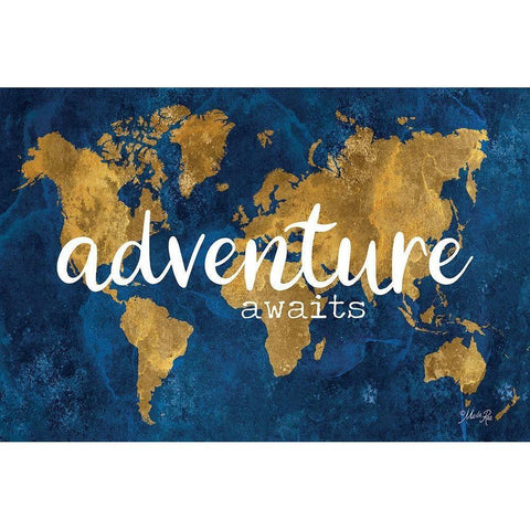 Adventure Awaits      Gold Ornate Wood Framed Art Print with Double Matting by Rae, Marla