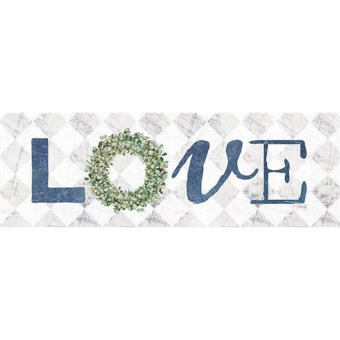 Love with Eucalyptus Wreath I Black Modern Wood Framed Art Print with Double Matting by Rae, Marla