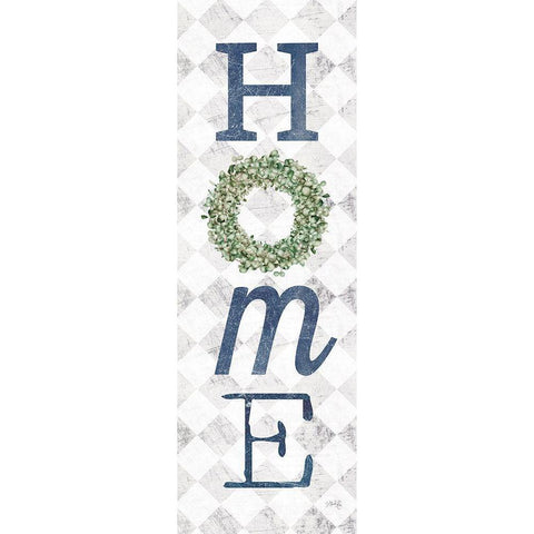 Home with Eucalyptus Wreath II White Modern Wood Framed Art Print by Rae, Marla