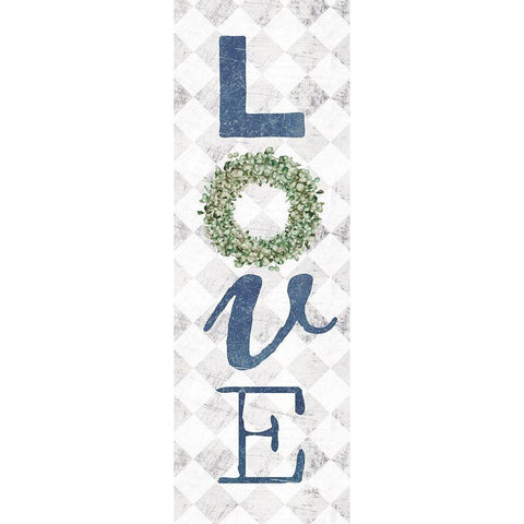 Love with Eucalyptus Wreath II Black Modern Wood Framed Art Print with Double Matting by Rae, Marla