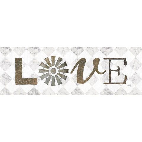 Love with Windmill I White Modern Wood Framed Art Print by Rae, Marla