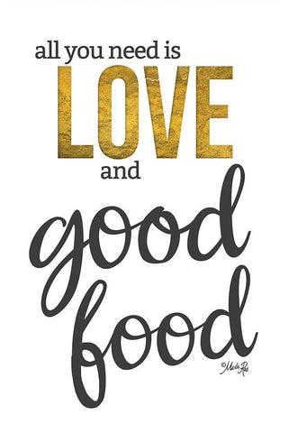 Love and Good Food Black Ornate Wood Framed Art Print with Double Matting by Rae, Marla