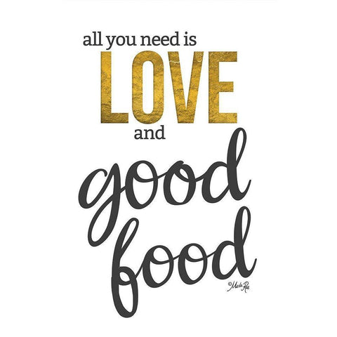 Love and Good Food White Modern Wood Framed Art Print by Rae, Marla