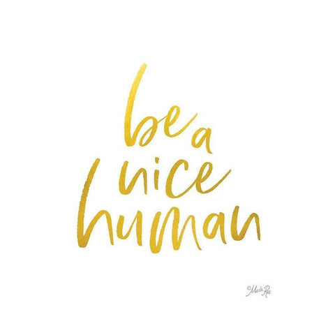 Be a Nice Human White Modern Wood Framed Art Print by Rae, Marla