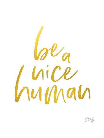 Be a Nice Human Black Ornate Wood Framed Art Print with Double Matting by Rae, Marla