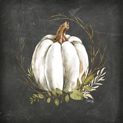 White Pumpkin Black Modern Wood Framed Art Print with Double Matting by Rae, Marla