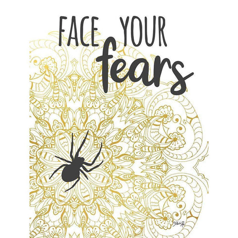 Face Your Fears Spider White Modern Wood Framed Art Print by Rae, Marla