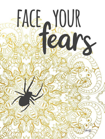 Face Your Fears Spider Black Ornate Wood Framed Art Print with Double Matting by Rae, Marla