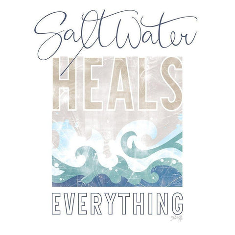 Saltwater Heals Everything Black Modern Wood Framed Art Print with Double Matting by Rae, Marla