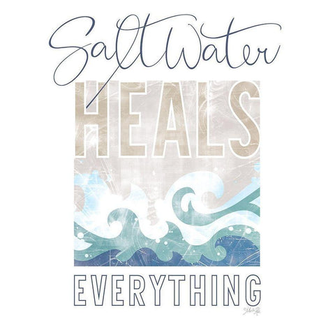 Saltwater Heals Everything Gold Ornate Wood Framed Art Print with Double Matting by Rae, Marla