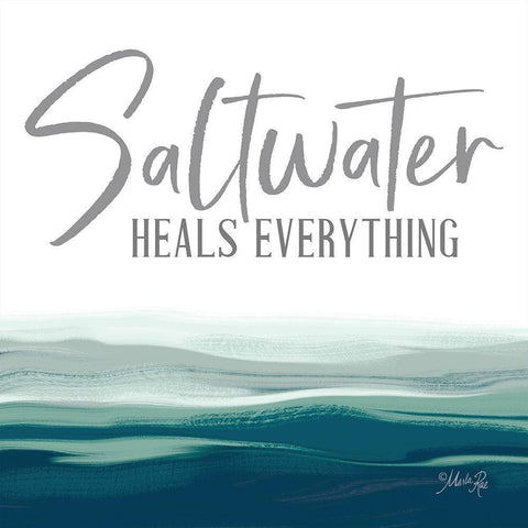 Saltwater Heals Everything Black Modern Wood Framed Art Print with Double Matting by Rae, Marla