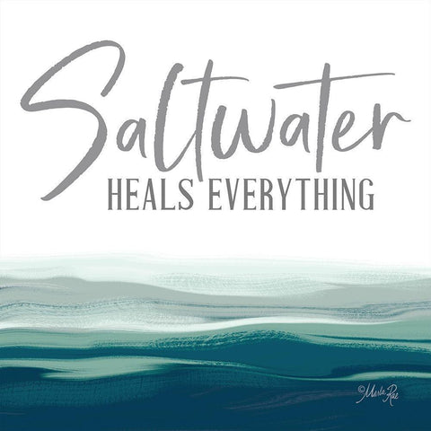 Saltwater Heals Everything Black Ornate Wood Framed Art Print with Double Matting by Rae, Marla