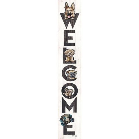 Welcome Dogs Black Modern Wood Framed Art Print with Double Matting by Rae, Marla