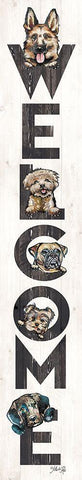 Welcome Dogs Black Ornate Wood Framed Art Print with Double Matting by Rae, Marla