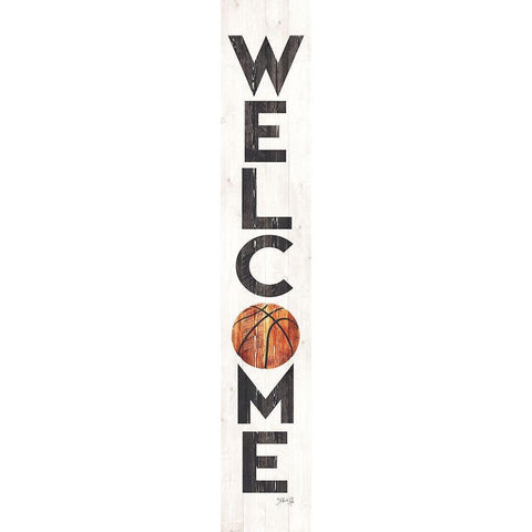 Welcome Basketball White Modern Wood Framed Art Print by Rae, Marla