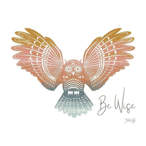 Be Wise Owl Black Modern Wood Framed Art Print with Double Matting by Rae, Marla