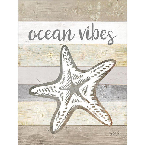 Ocean Vibes Starfish Black Modern Wood Framed Art Print with Double Matting by Rae, Marla