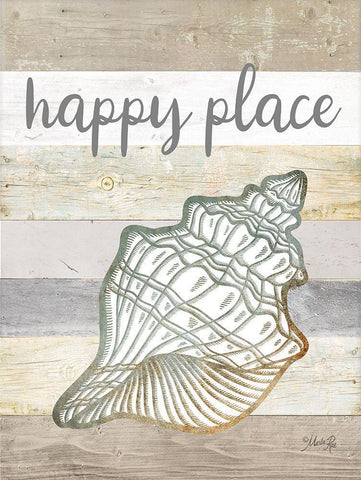 Happy Place Shell White Modern Wood Framed Art Print with Double Matting by Rae, Marla