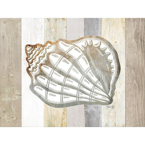 Coastal Shell I White Modern Wood Framed Art Print by Rae, Marla