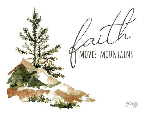 Faith Moves Mountains White Modern Wood Framed Art Print with Double Matting by Rae, Marla