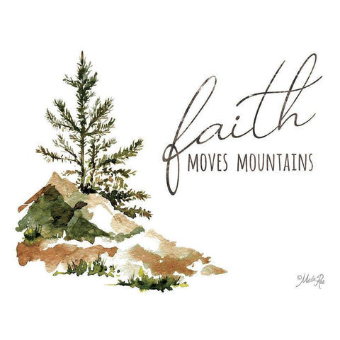 Faith Moves Mountains Black Modern Wood Framed Art Print with Double Matting by Rae, Marla