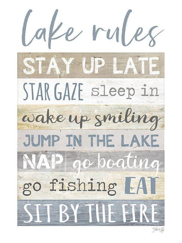 Lake Rules Black Ornate Wood Framed Art Print with Double Matting by Rae, Marla