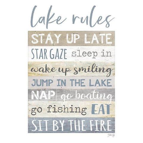 Lake Rules White Modern Wood Framed Art Print by Rae, Marla