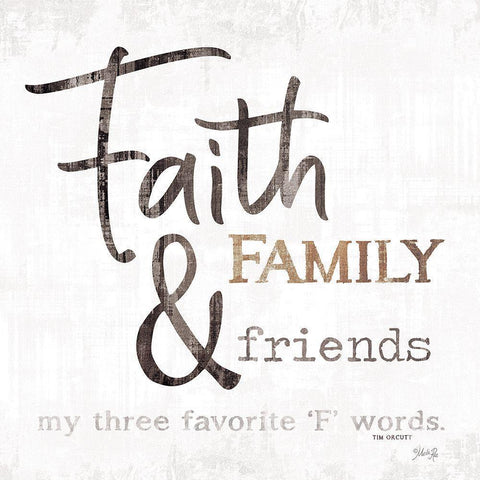 Three Favorite F words Black Modern Wood Framed Art Print with Double Matting by June, Mary Ann