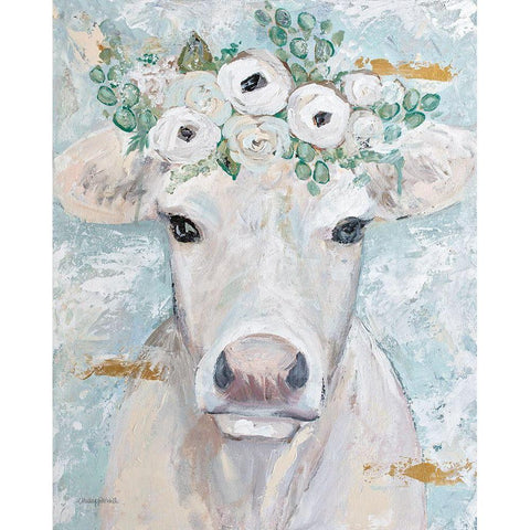 Annabelle the Cow Gold Ornate Wood Framed Art Print with Double Matting by Kissell, Mackenzie