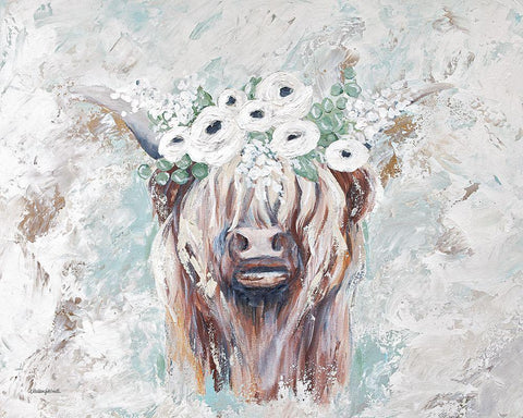 Jolene the Cow Black Ornate Wood Framed Art Print with Double Matting by Kissell, Mackenzie