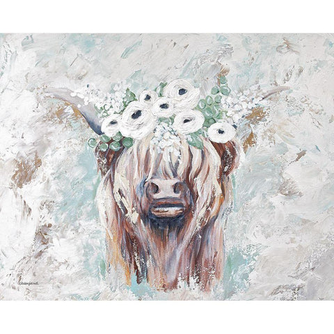 Jolene the Cow Gold Ornate Wood Framed Art Print with Double Matting by Kissell, Mackenzie