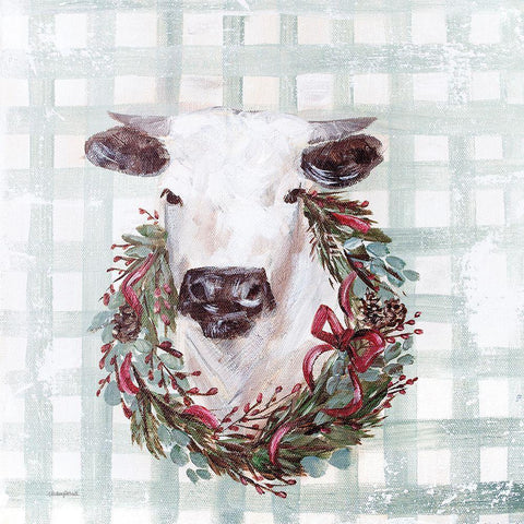 Merry the Cow Black Modern Wood Framed Art Print with Double Matting by Kissell, Mackenzie